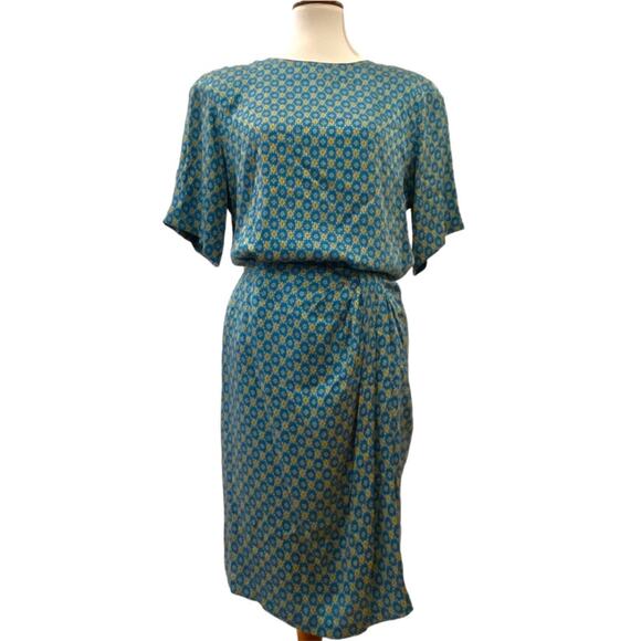 Vintage Skirt Blouse Set Silk 12P 12 Petite Fall 2 piece 80s 90s Elegant Classic - Picture 1 of 16